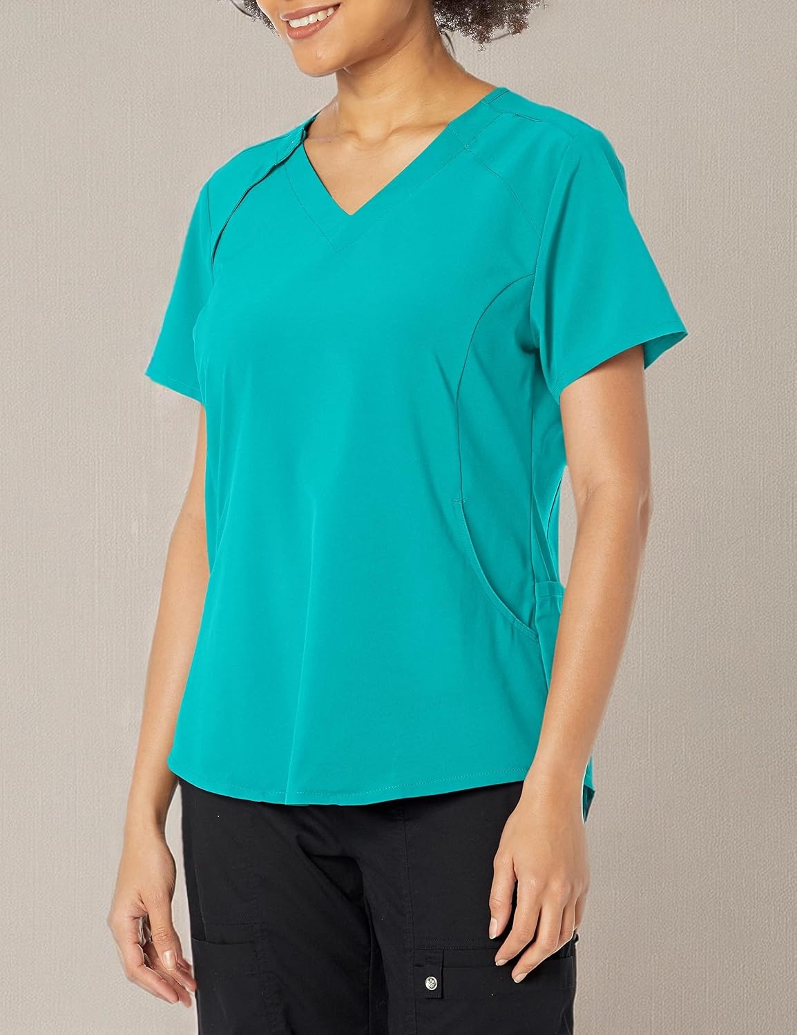 WonderWink Mens Renew Women’s Zip Accent Scrub Top(Teal Blue)