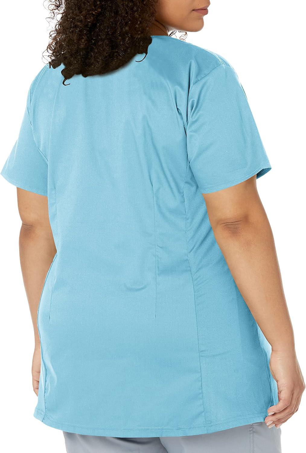 Wink WonderWORK Scrubs for Maternity Mock Wrap Scrub Tops(Light Turquoise)