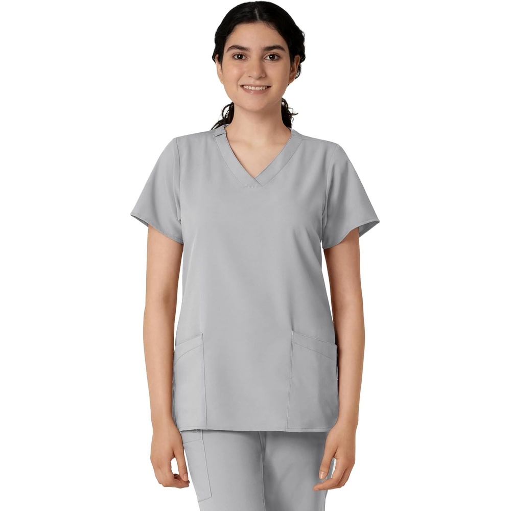 WINK W123 Women’s Basic V-Neck Scrub Top(Grey)