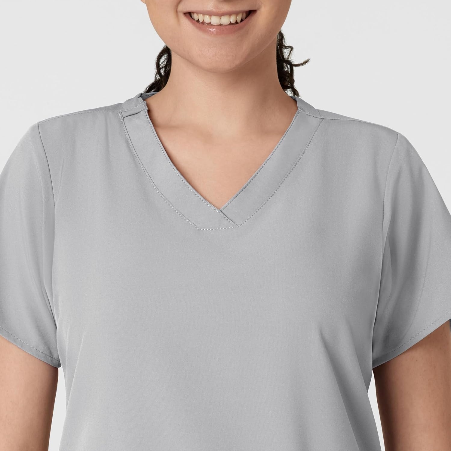 WINK W123 Women’s Basic V-Neck Scrub Top(Grey)