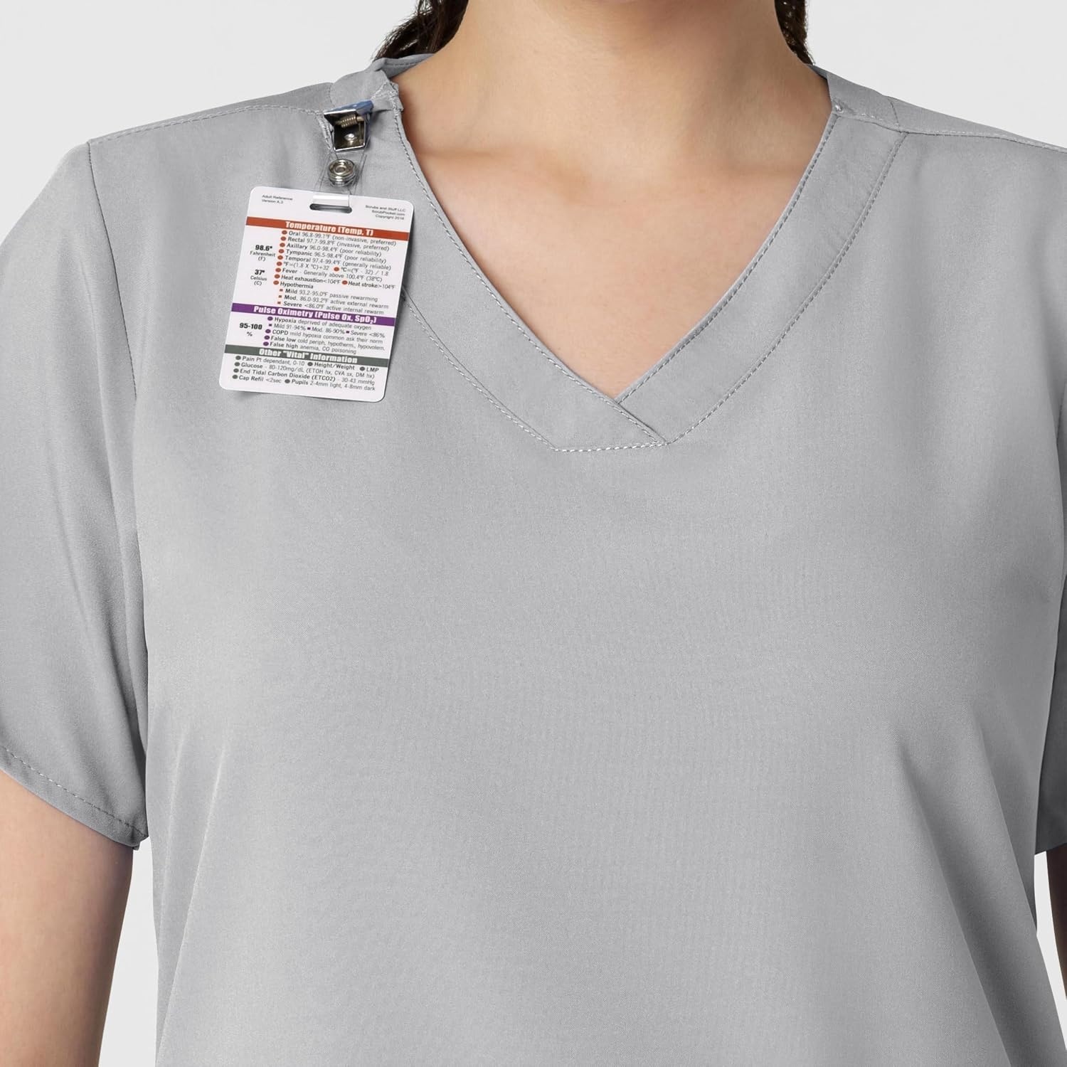WINK W123 Women’s Basic V-Neck Scrub Top(Grey)