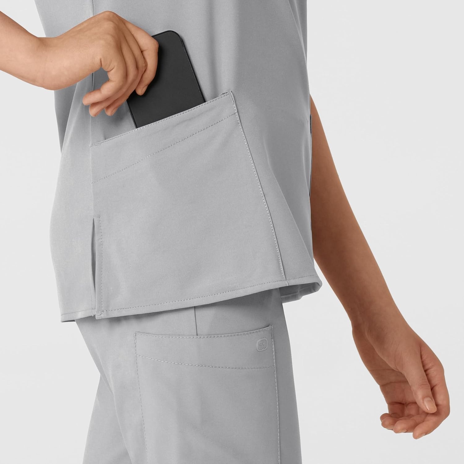 WINK W123 Women’s Basic V-Neck Scrub Top(Grey)