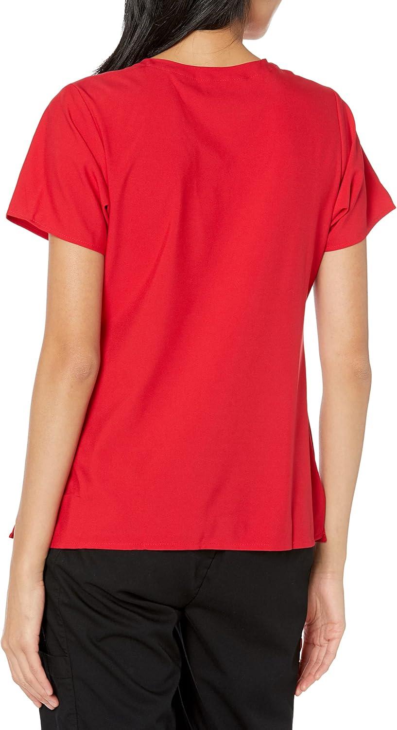 WonderWink Womens Women’s Mock Wrap Scrub Top(Red)