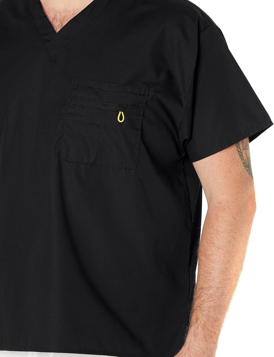 WonderWink Men’s Big The Alpha Unisex V-Neck Scrub Top(Black)