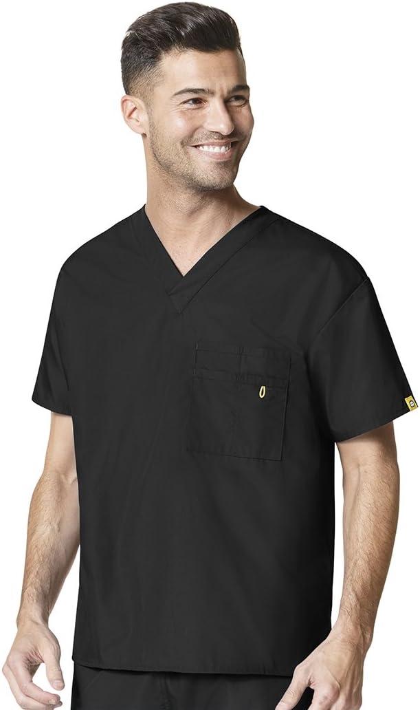 WonderWink Men’s Big The Alpha Unisex V-Neck Scrub Top(Black)