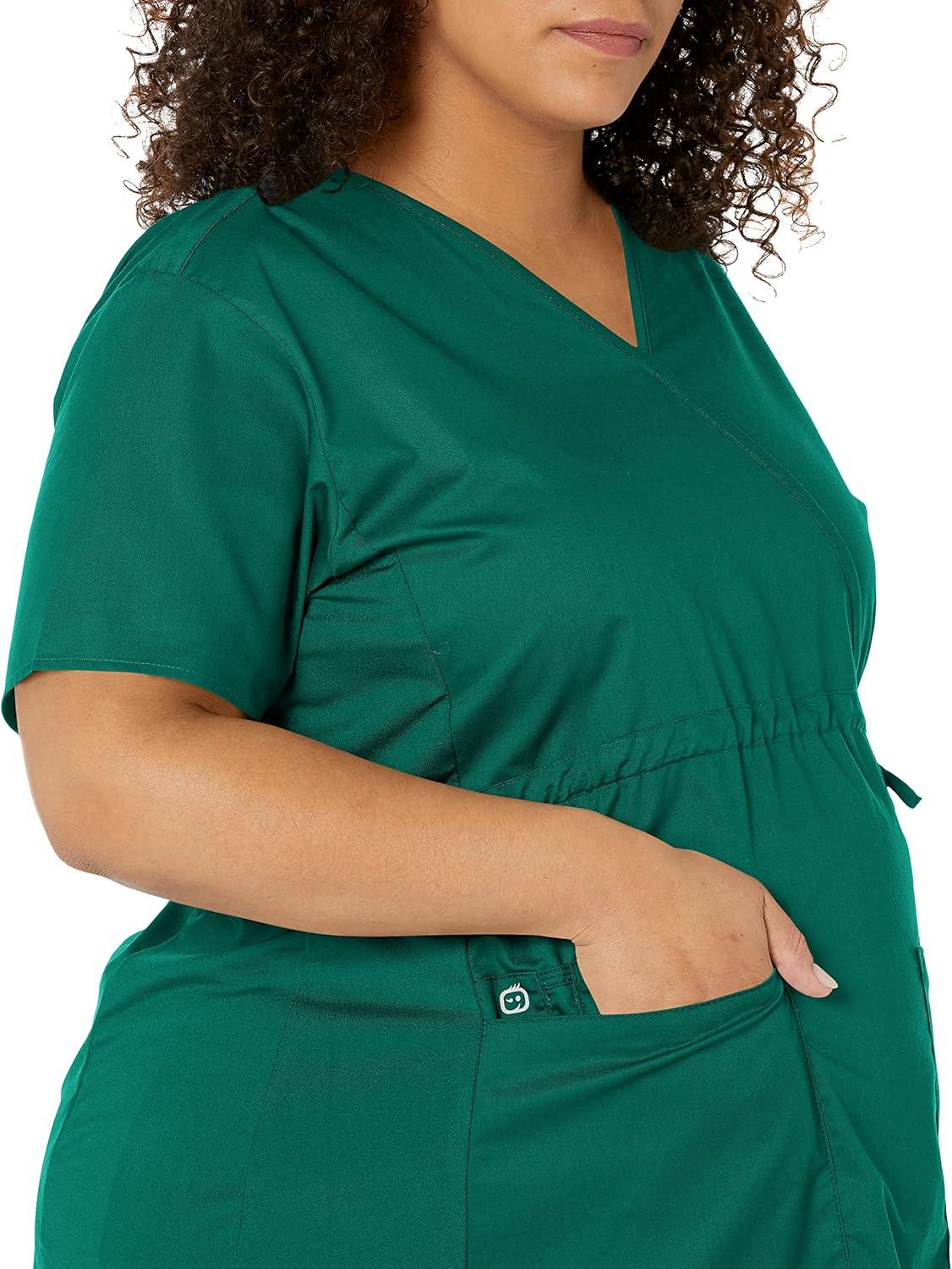 Wink WonderWORK Scrubs for Maternity Mock Wrap Scrub Tops(Hunter)