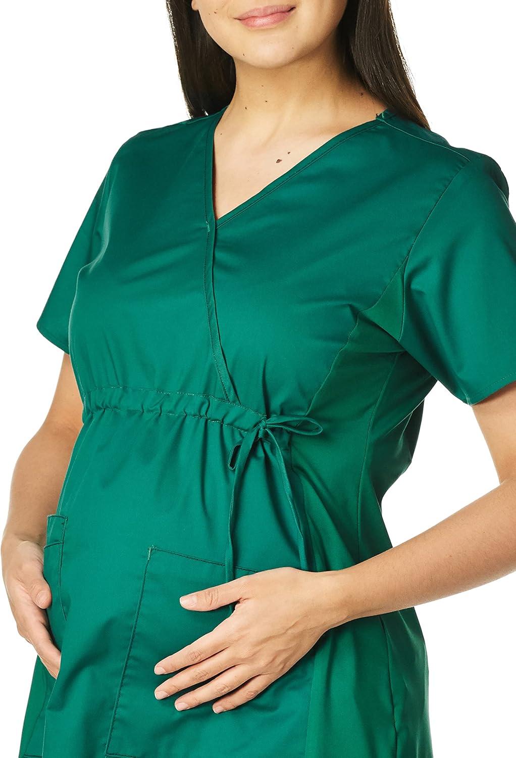 Wink WonderWORK Scrubs for Maternity Mock Wrap Scrub Tops(Hunter)