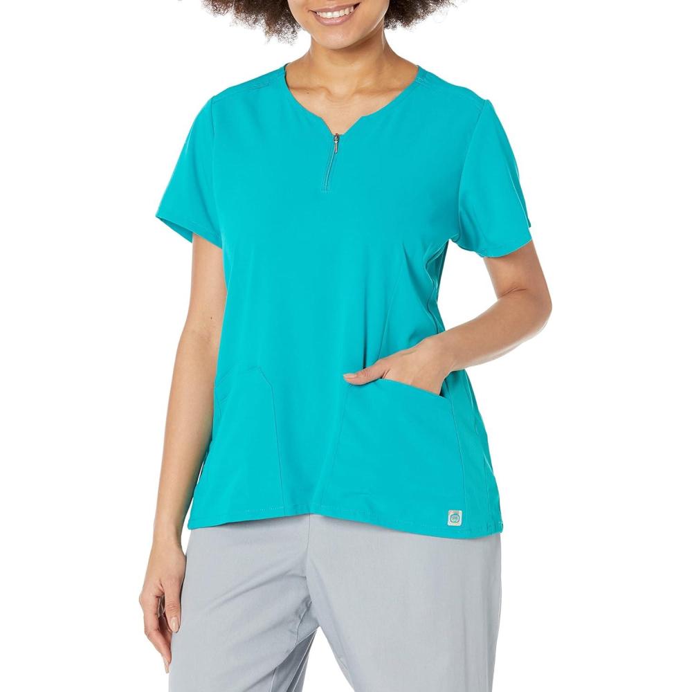 WonderWink Men’s Uni Moss Grn Simply Soft 3pkt Scrub Shrt(Teal Blue)