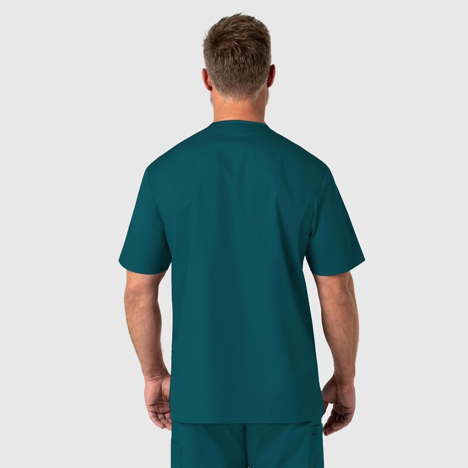 WonderWink Men’s Big Wonderwork Big Men’s V Neck Scrub Top(Caribbean Blue)