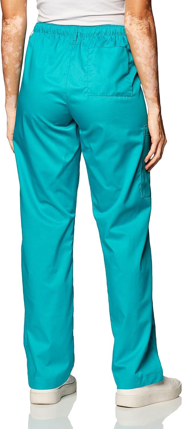 WonderWink Women’s Petite-Plus-Size Wonderwork Straight Leg Cargo Scrub Pant(Teal Blue)