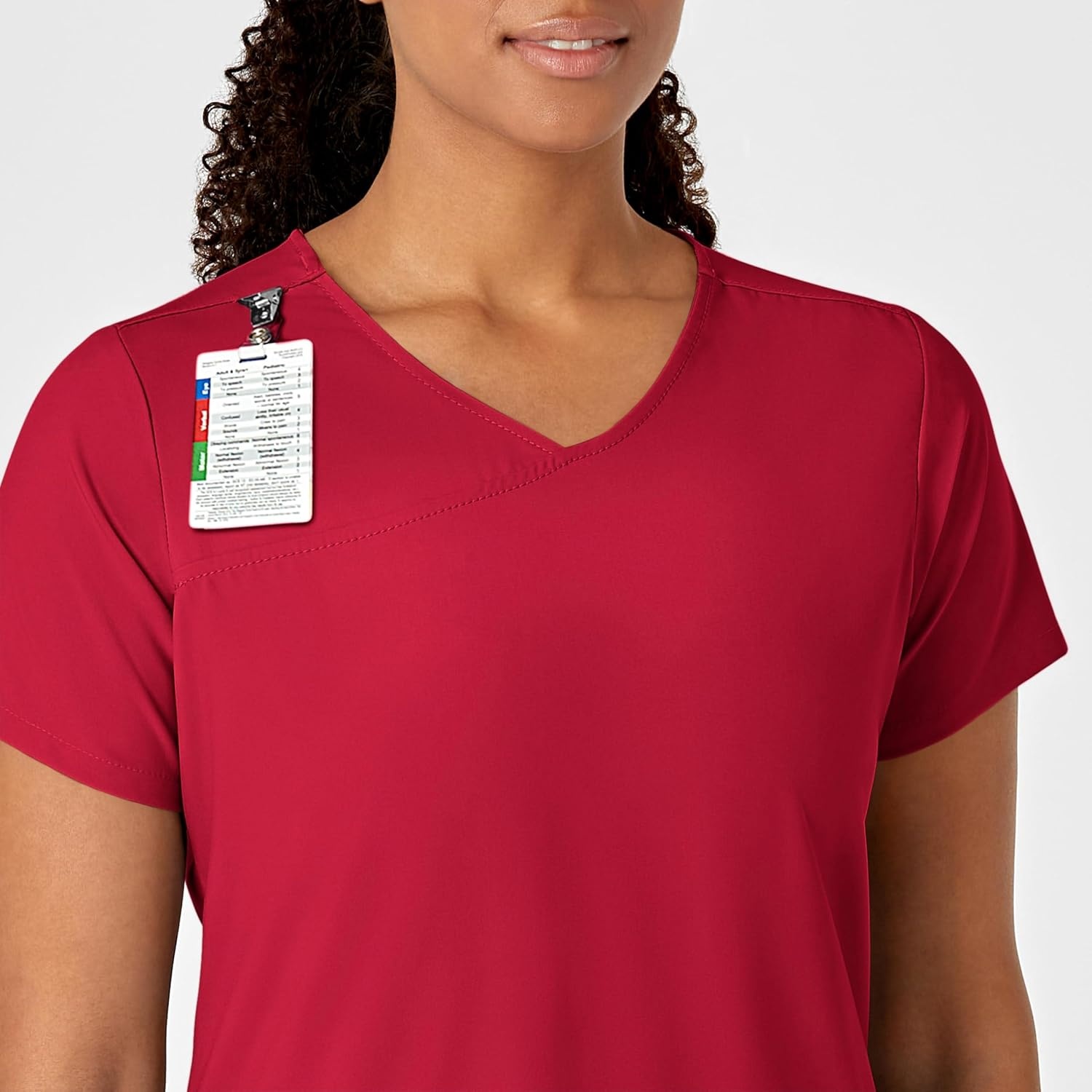Wink W123 Women’s Y-Neck Wrap Scrub Top(Red)