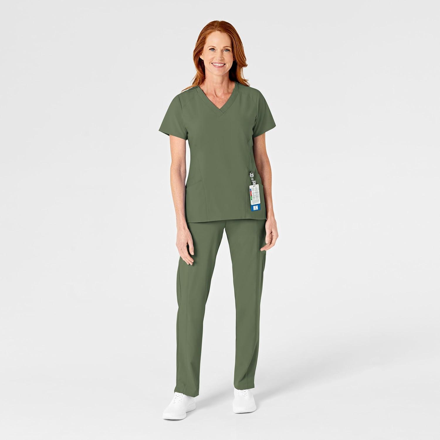 WonderWink womens Women’s Flat Front Cargo Scrub Pant(Olive)