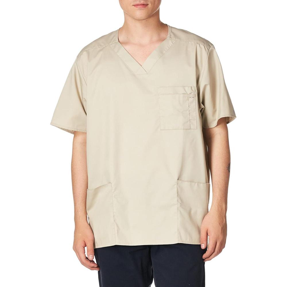 WonderWink Men’s V-Neck Top, Khaki, Medium