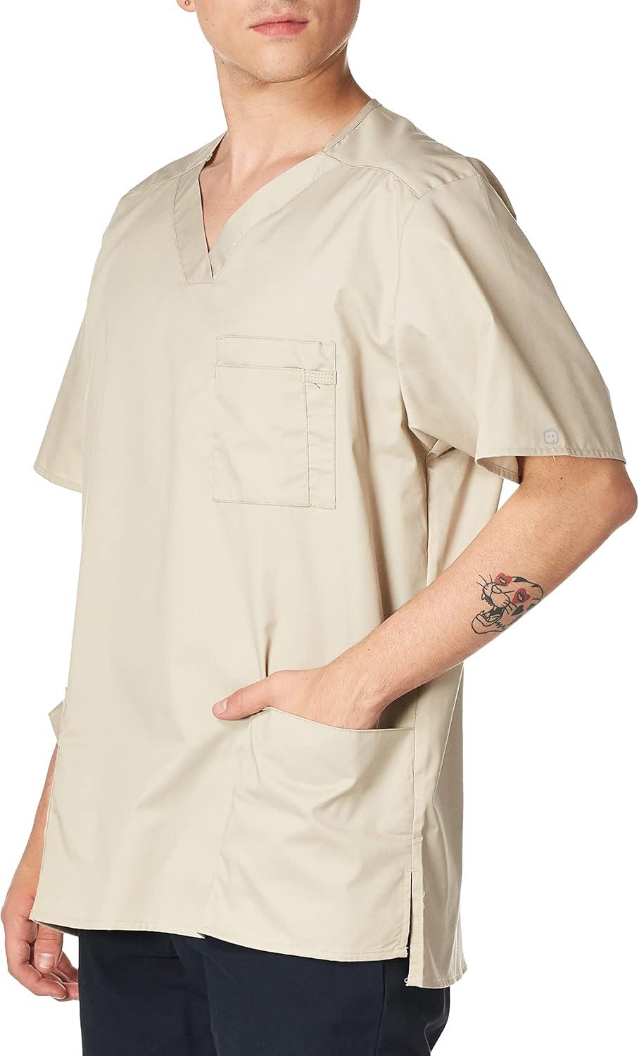 WonderWink Men’s V-Neck Top, Khaki, Medium