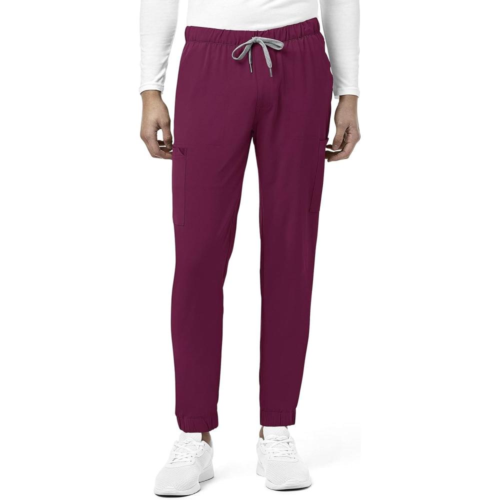 WonderWink Mens Renew Men’s Jogger Scrub Pant(Wine)