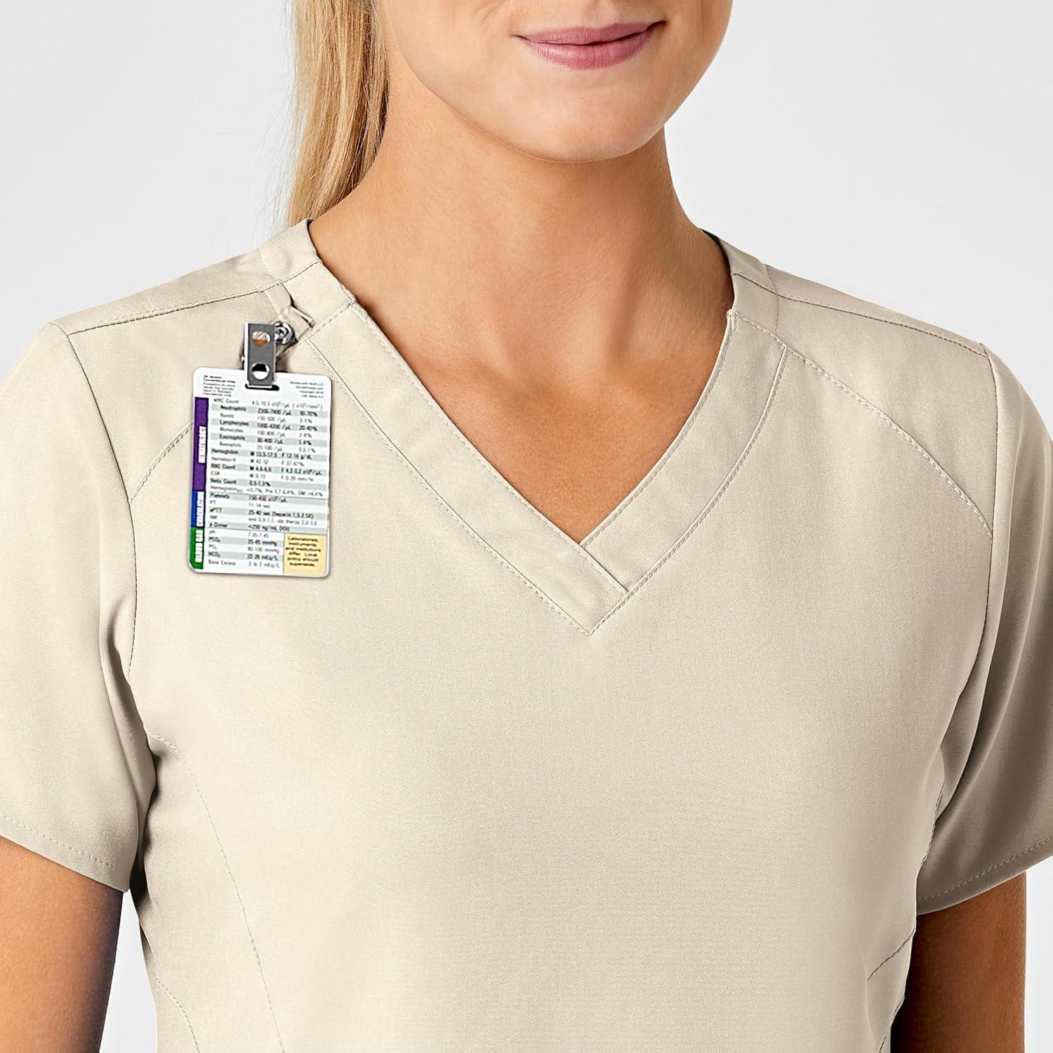 Wink Scrubs for Women, W123, Stylized Vneck Tops with 5 Pockets(Khaki)