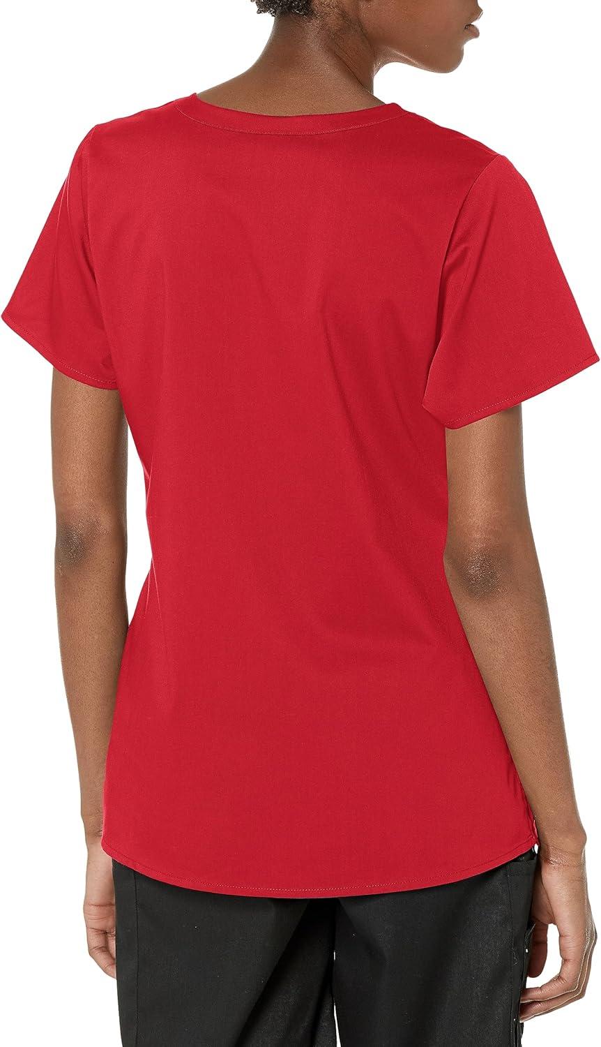 WonderWink Womens Women’s 4 Pocket Wrap Scrub Top(Red)
