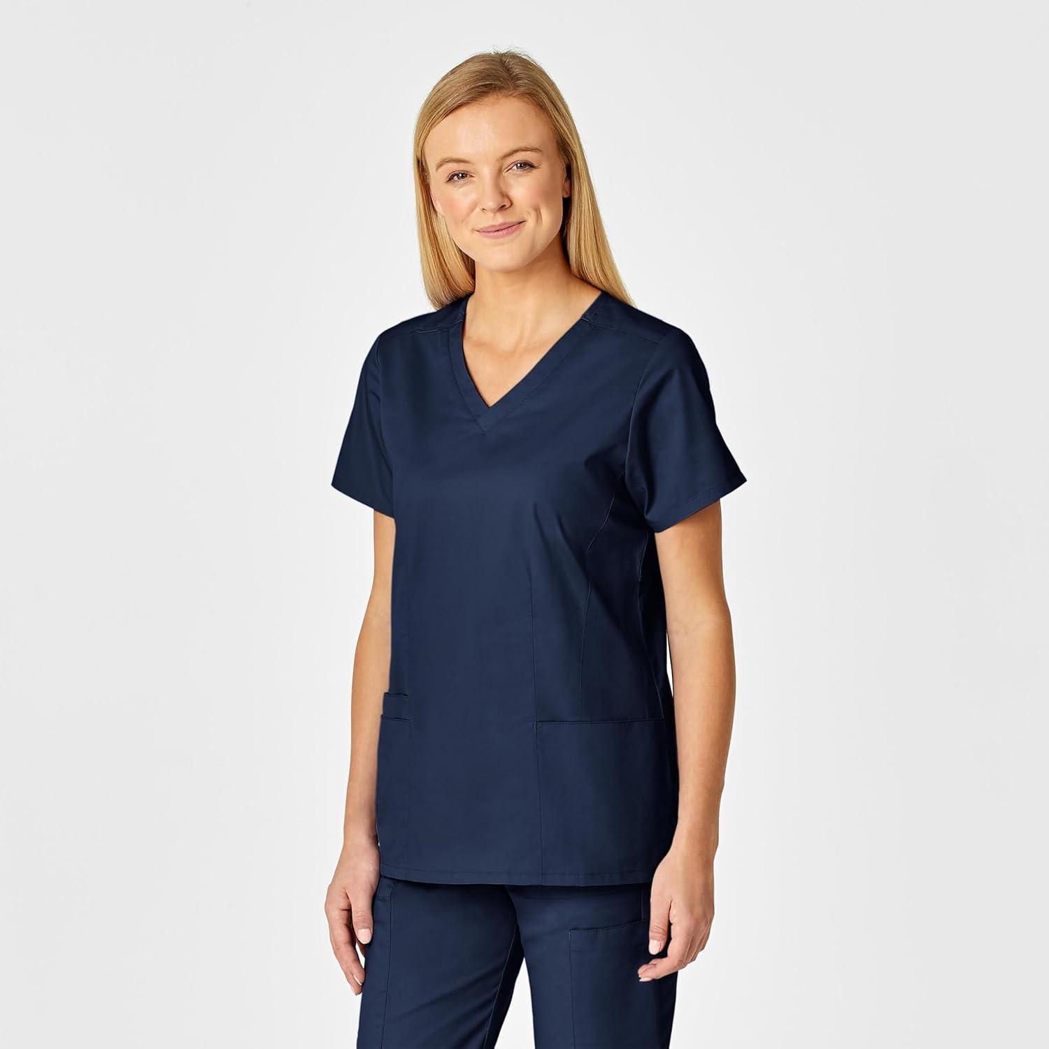 WonderWink Womens Shaped V-Neck Top(Navy)