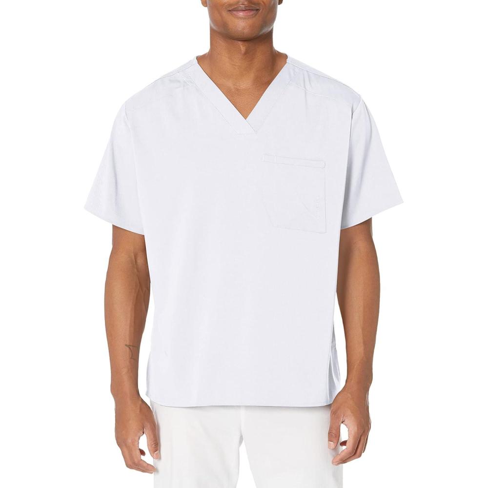 WonderWink Mens Men’s V-Neck Scrub Top(White)