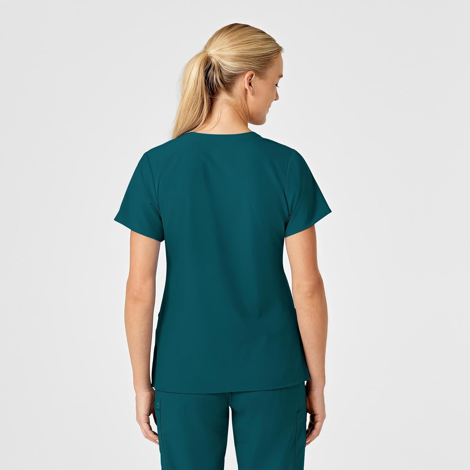 Wink Women’s Women’s Stylized V-Neck Top(Caribbean Blue)