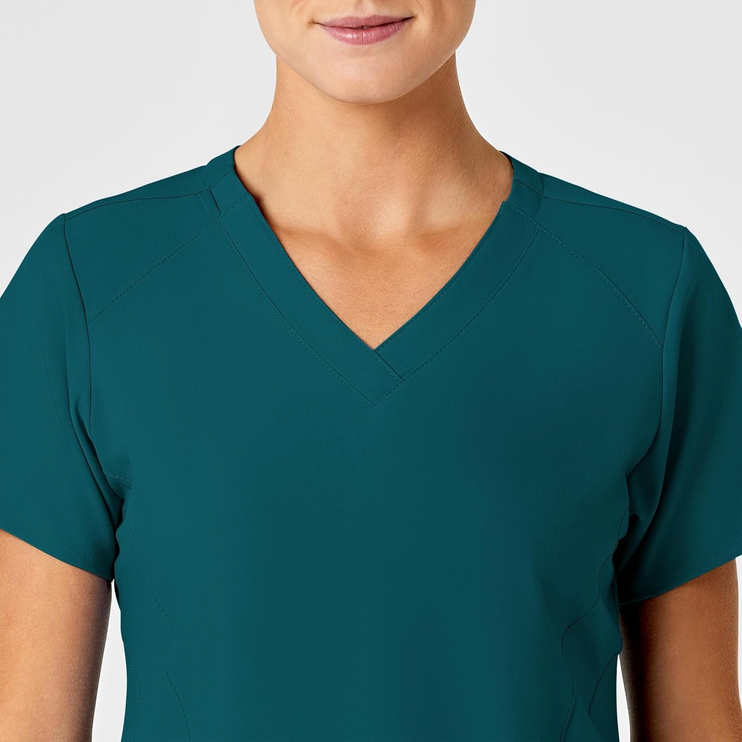 Wink Women’s Women’s Stylized V-Neck Top(Caribbean Blue)