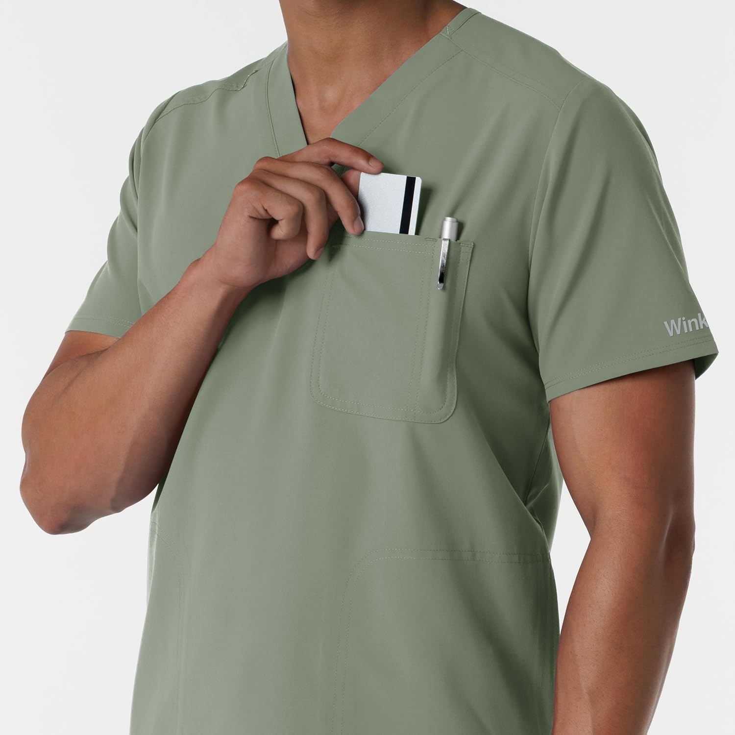 Wink Men’s Men’s V-Neck Scrub Top(Sage)