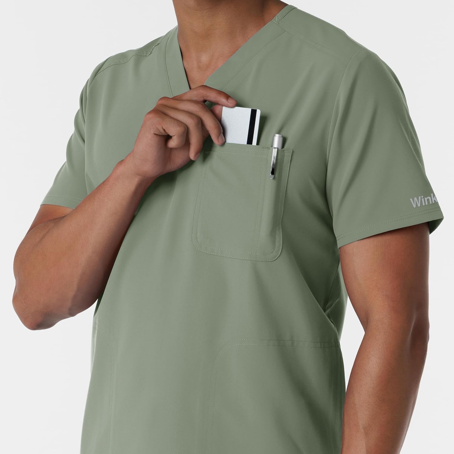 Wink Men’s Men’s V-Neck Scrub Top(Sage)