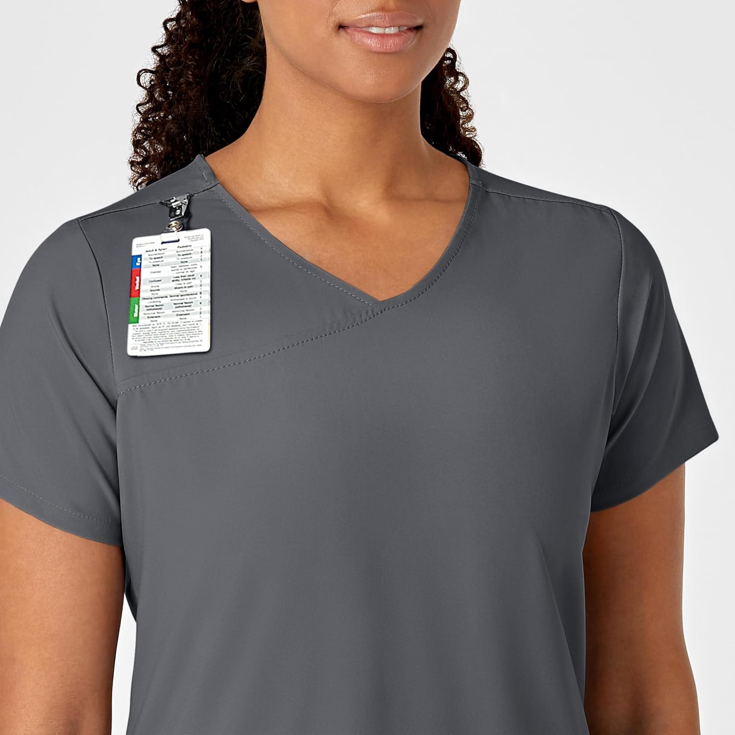 Wink W123 Women’s Y-Neck Wrap Scrub Top(Pewter)