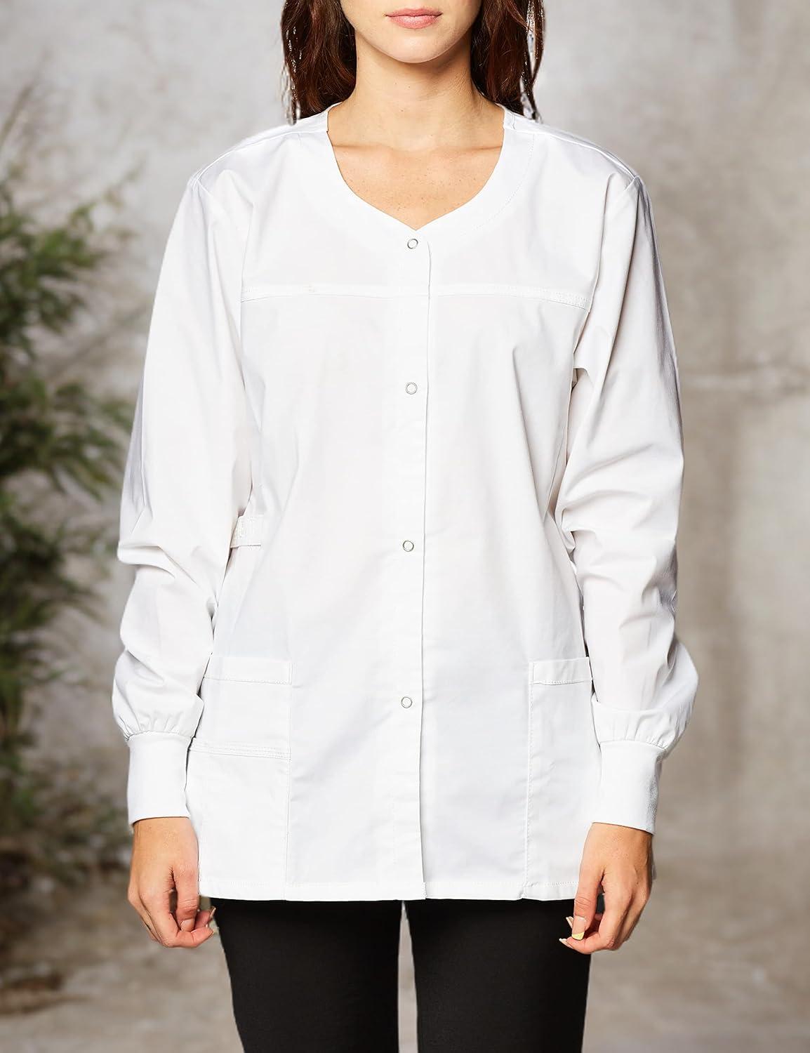 WonderWink Women’s Constance Snap Jacket(True White)
