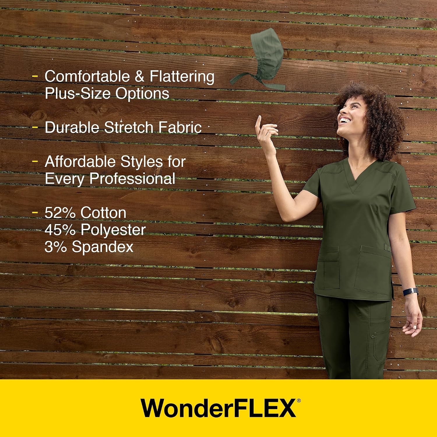 Wink WonderFLEX Patience – Women’s Curved Notch Neck Scrub Top(Hunter)