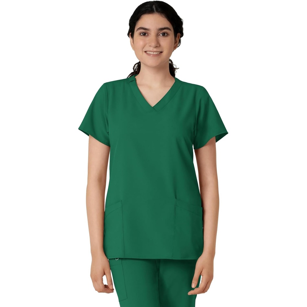 WINK W123 Women’s Basic V-Neck Scrub Top(Hunter Green)