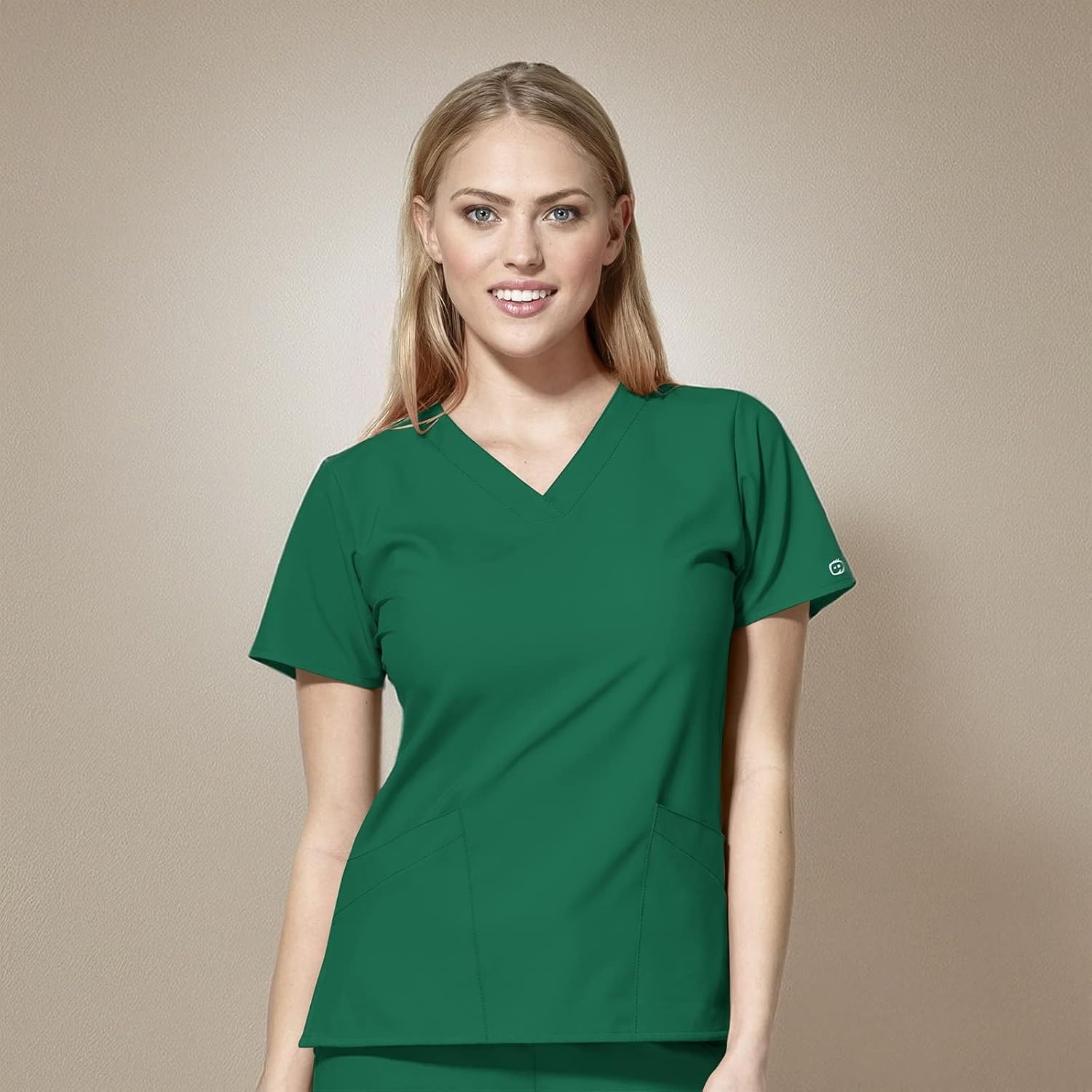 WINK W123 Women’s Basic V-Neck Scrub Top(Hunter Green)