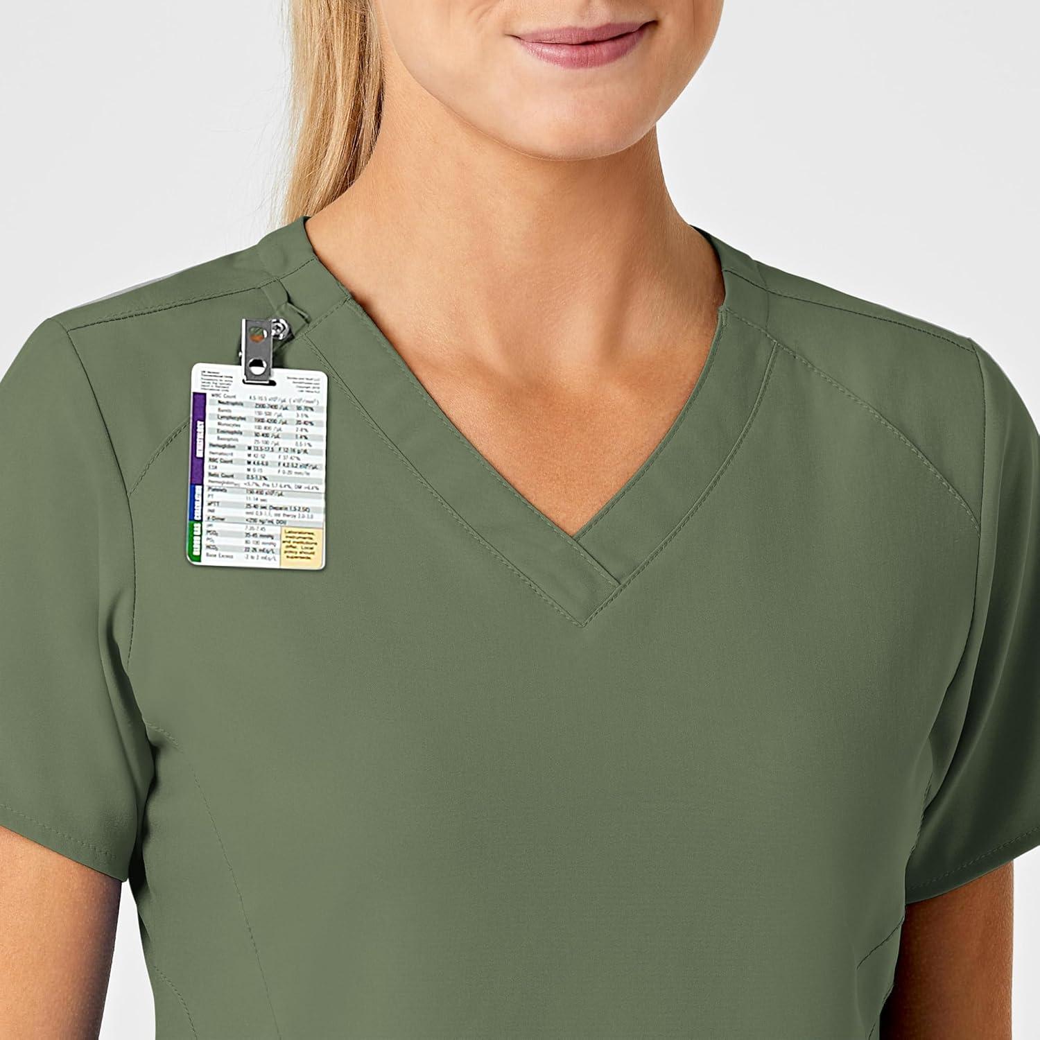 Wink Scrubs for Women, W123, Stylized V-Neck Tops with 5 Pockets(Olive)