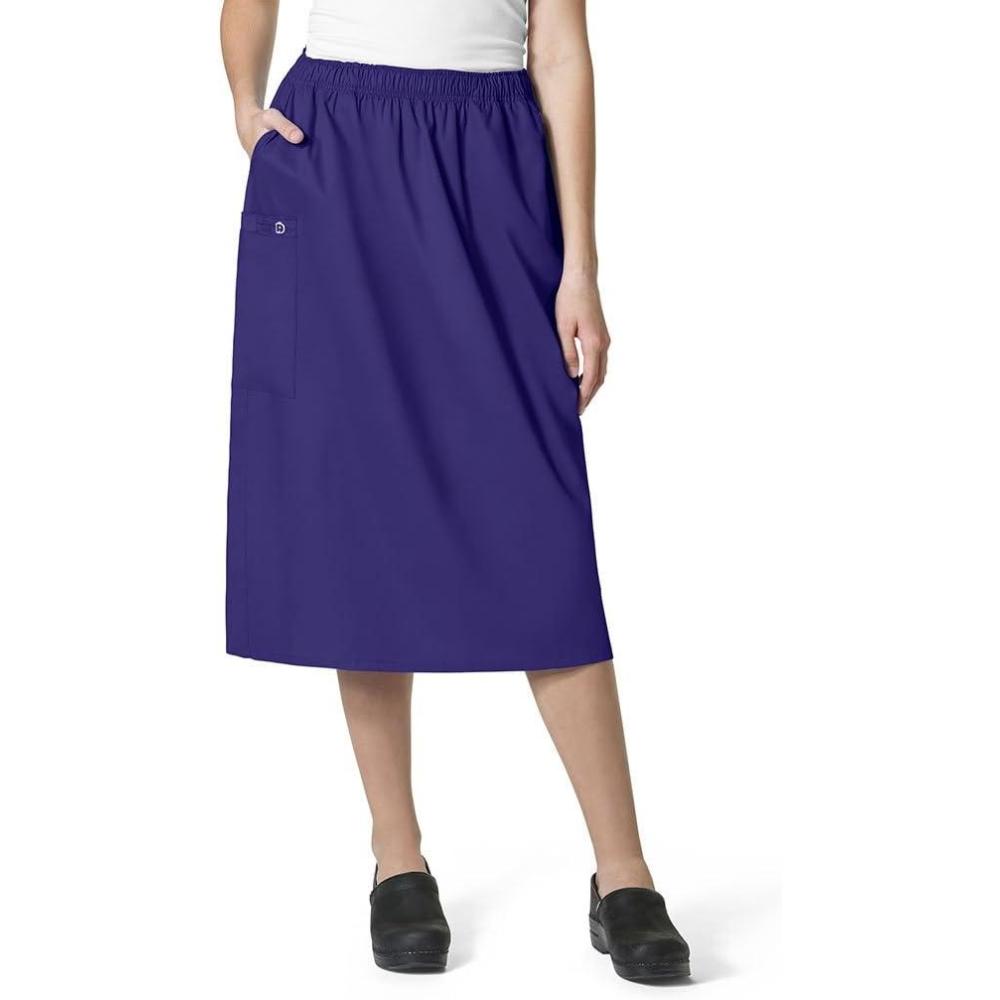 WonderWink Women’s Plus-Size Wonderwork Plus Pull-on Cargo Scrub Skirt(Grape)