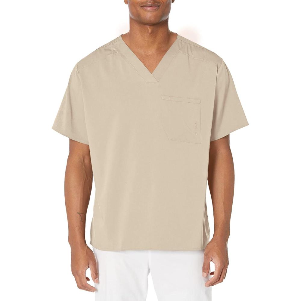 WonderWink Mens Men’s V-Neck Scrub Top(Khaki)