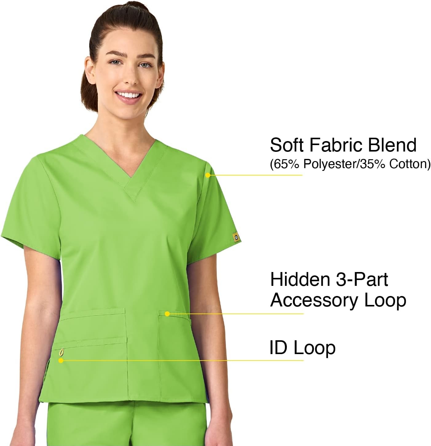 WonderWink Women’s Origins Bravo V-Neck Top(Green Apple)