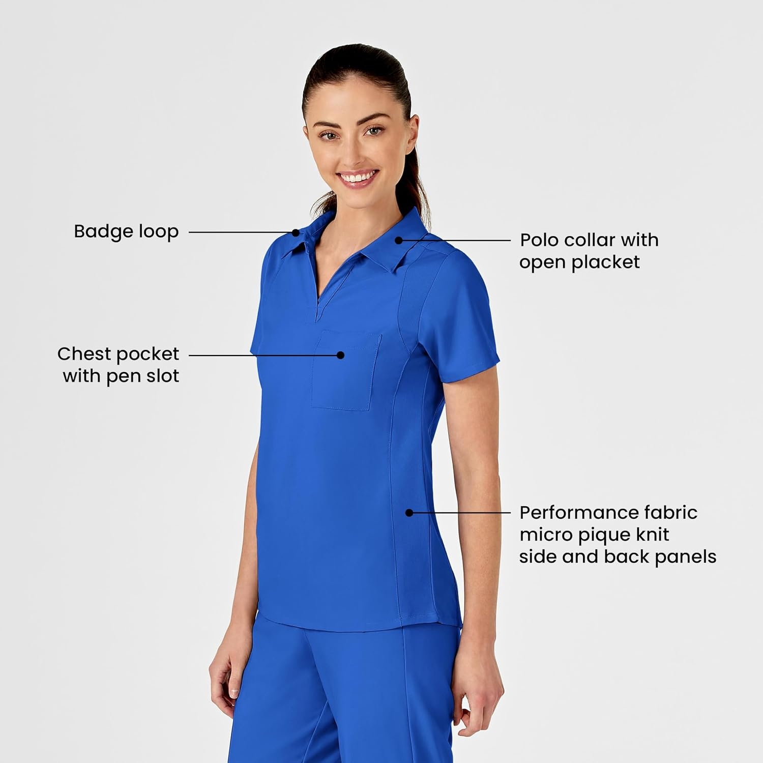 Wink W123 Women’s Collar Scrub Top(Royal)