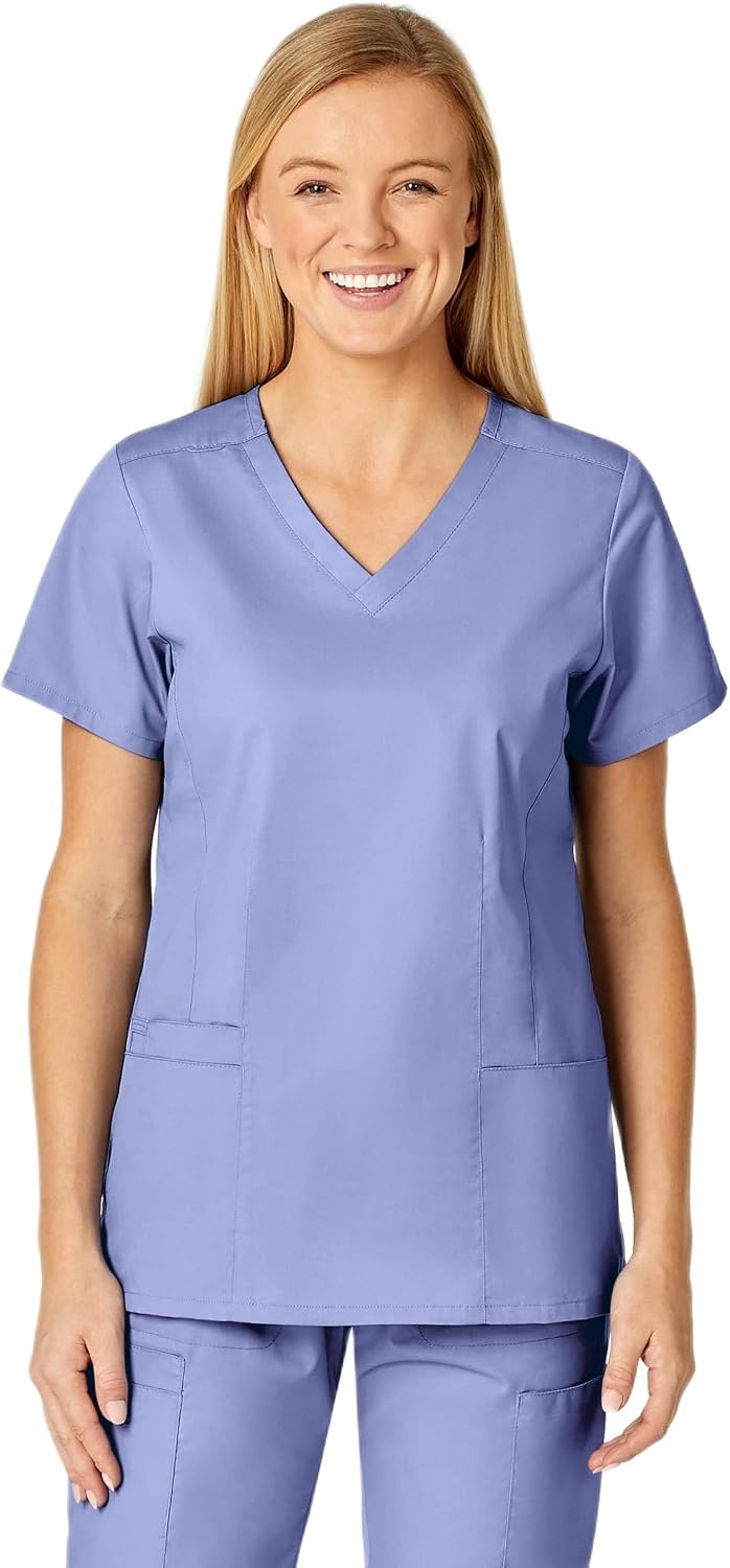 WINK WonderWORK Women’s V-Neck Scrub Top(Ceil Blue)