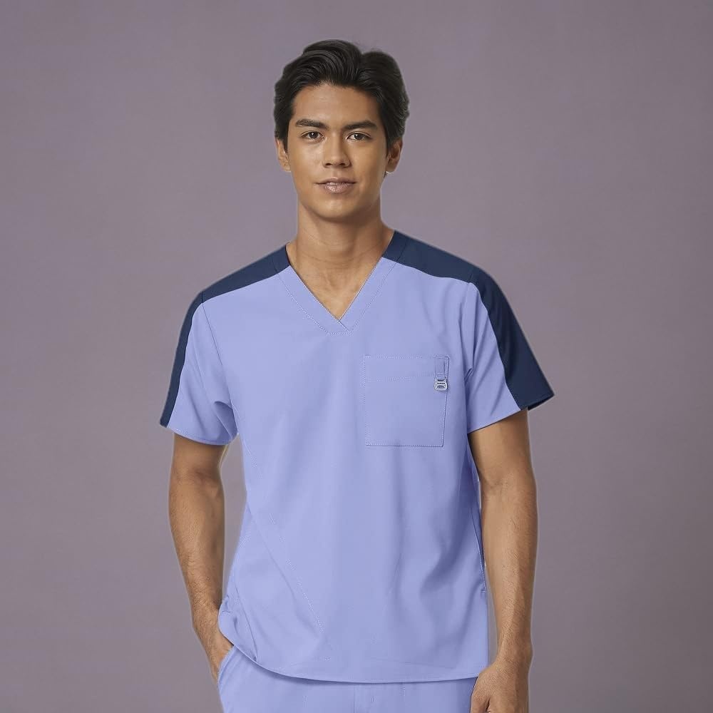 WINK Men’s Color-Block Top(Ceil Blue)