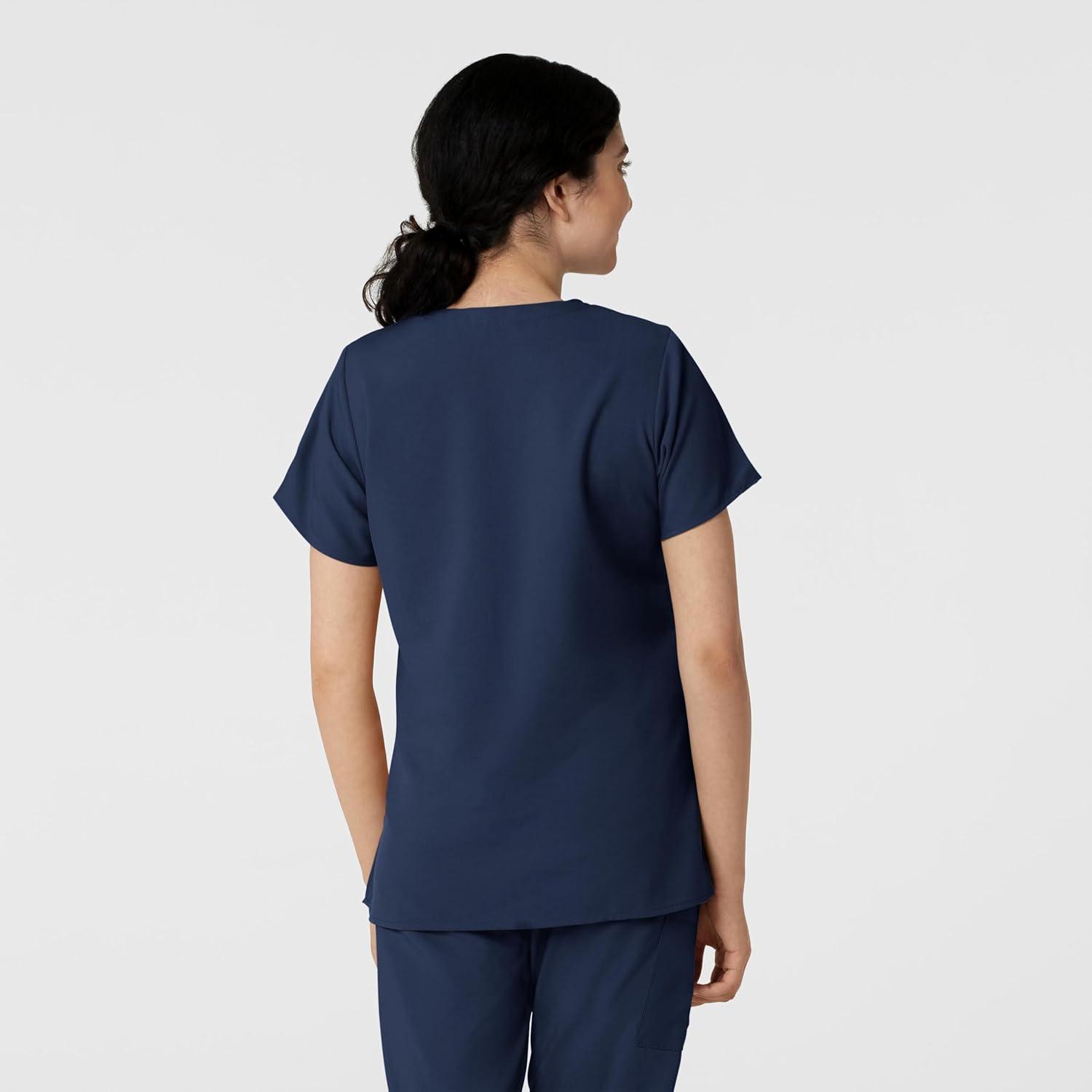 Wink Scrubs for Women, W123, Classic V-Neck Tops with 2 Pockets(Navy)