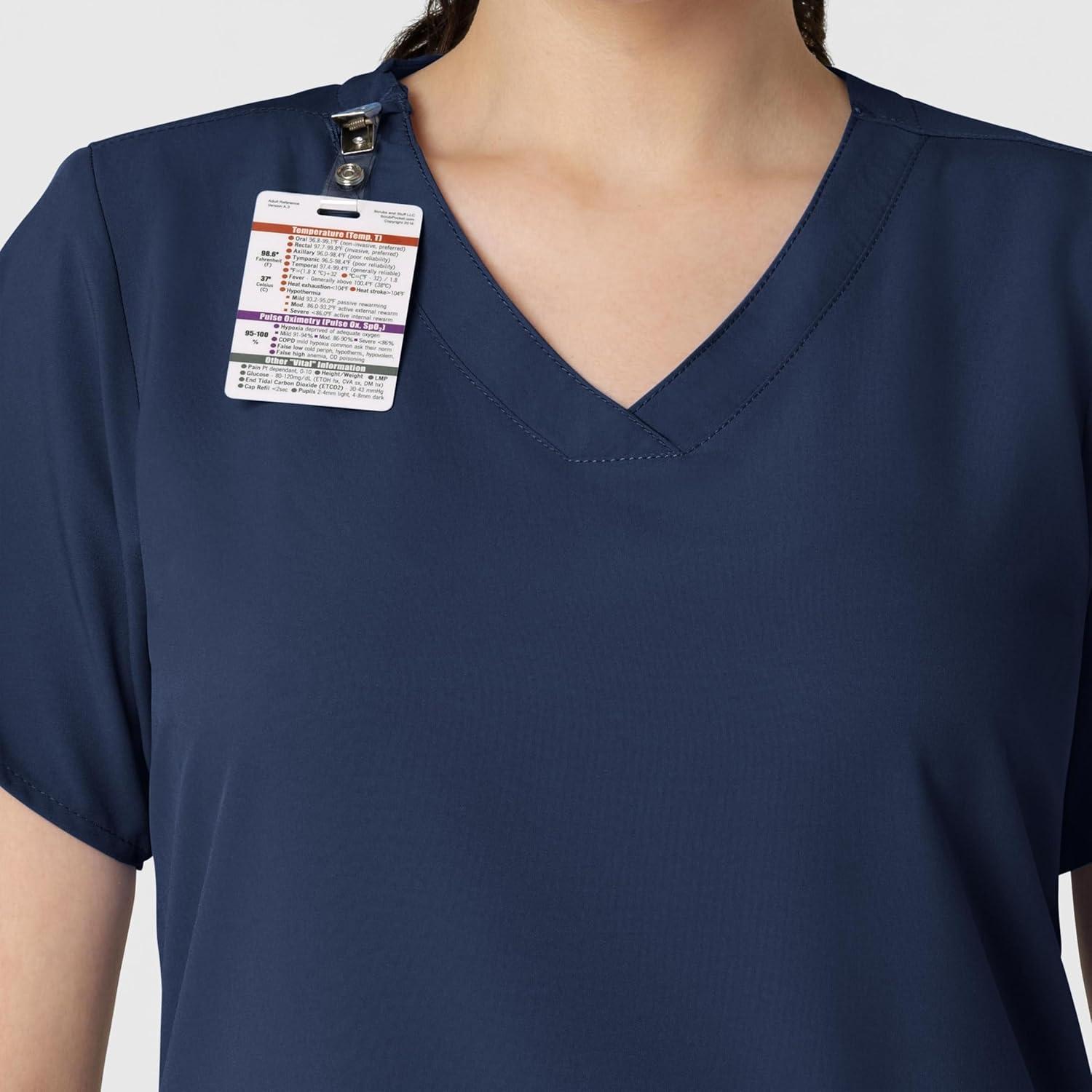 Wink Scrubs for Women, W123, Classic V-Neck Tops with 2 Pockets(Navy)