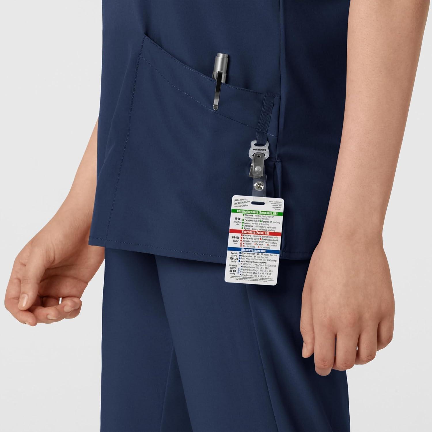 Wink Scrubs for Women, W123, Classic V-Neck Tops with 2 Pockets(Navy)