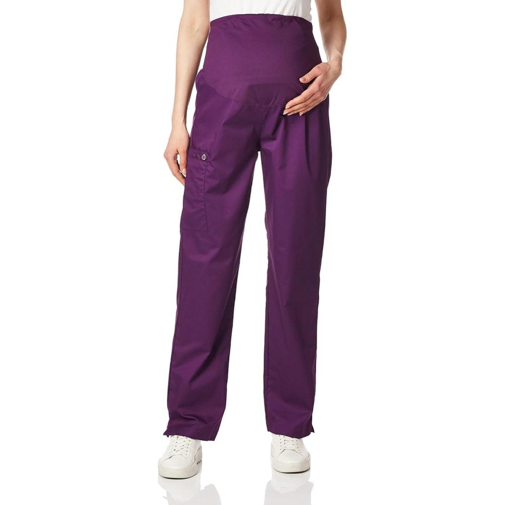 Wink WonderWORK Scrubs for Maternity Cargo Scrub Pants(Eggplant)