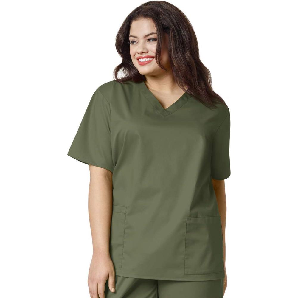 WonderWink Womens Shaped V-Neck Top(Olive)