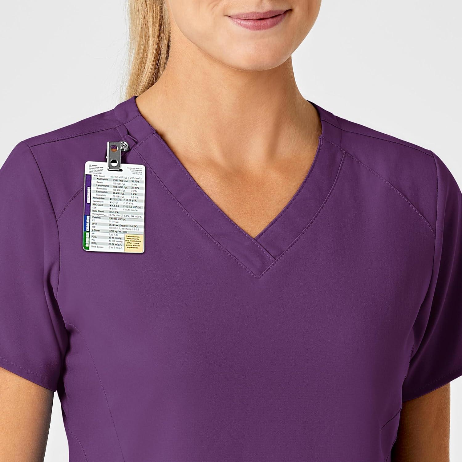 Wink Scrubs for Women, W123, Stylized Vneck Tops with 5 Pockets(Eggplant)