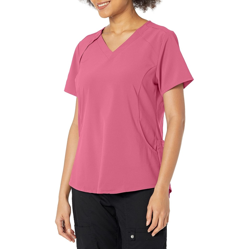 WonderWink Mens Renew Women’s Zip Accent Scrub Top(Rosebud)