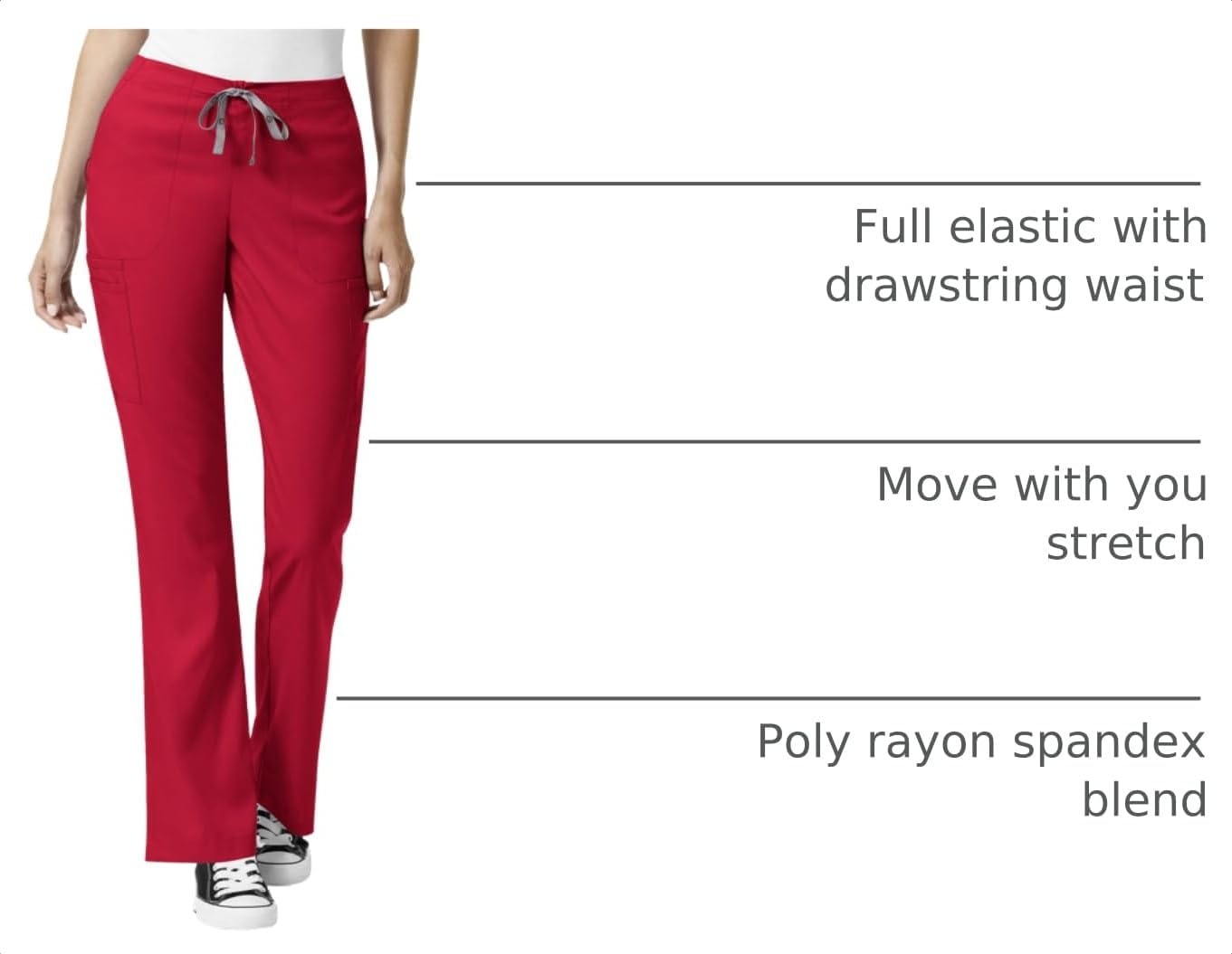 WINK PRO Women’s Moderate Flare Leg Cargo Scrub Pant(Red)