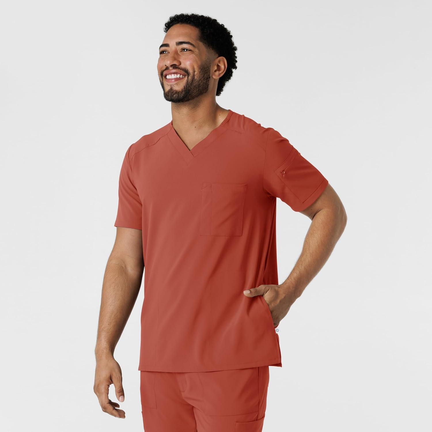 Wink Renew Men’s V-Neck 5 Pocket Scrub Top(Mineral Red)