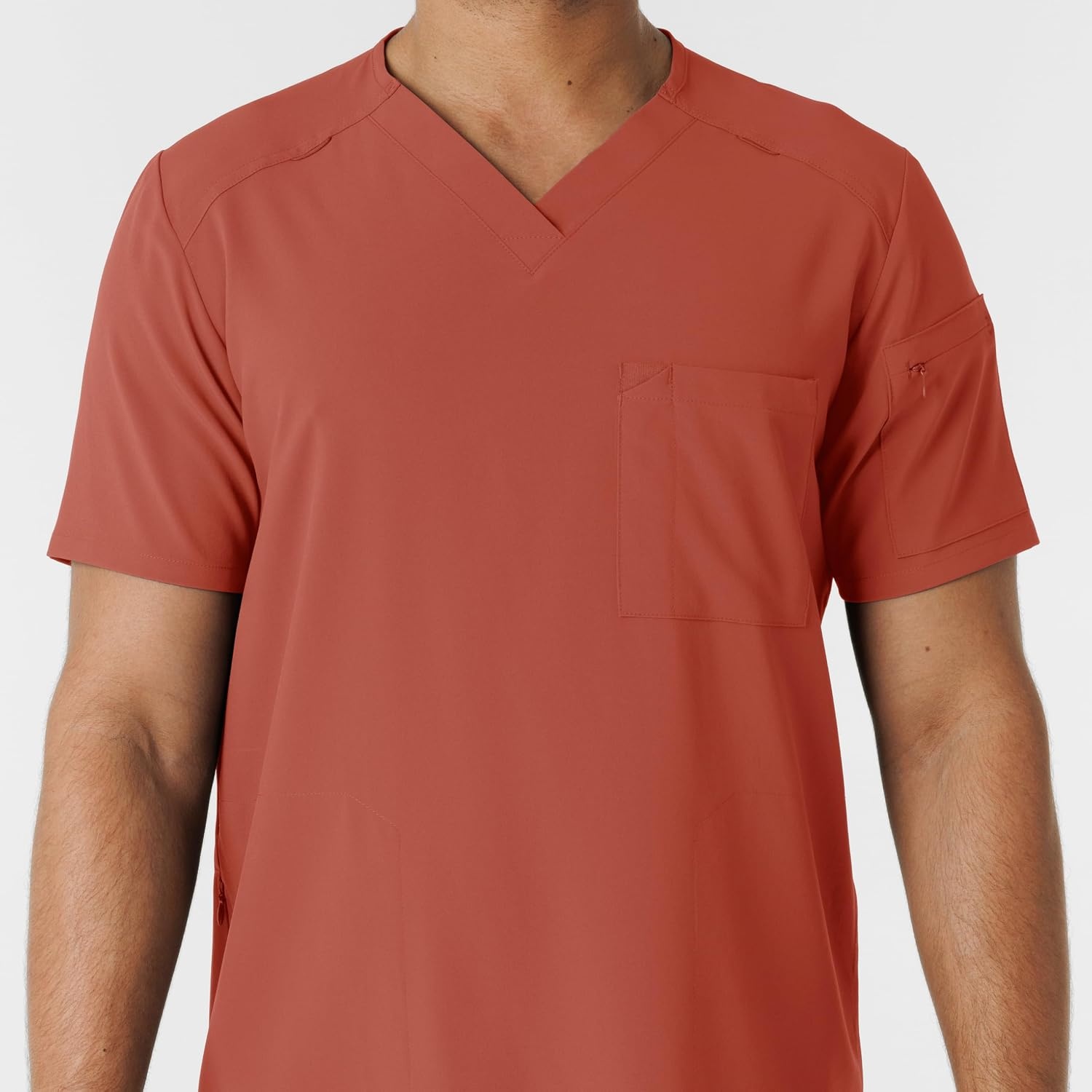 Wink Renew Men’s V-Neck 5 Pocket Scrub Top(Mineral Red)