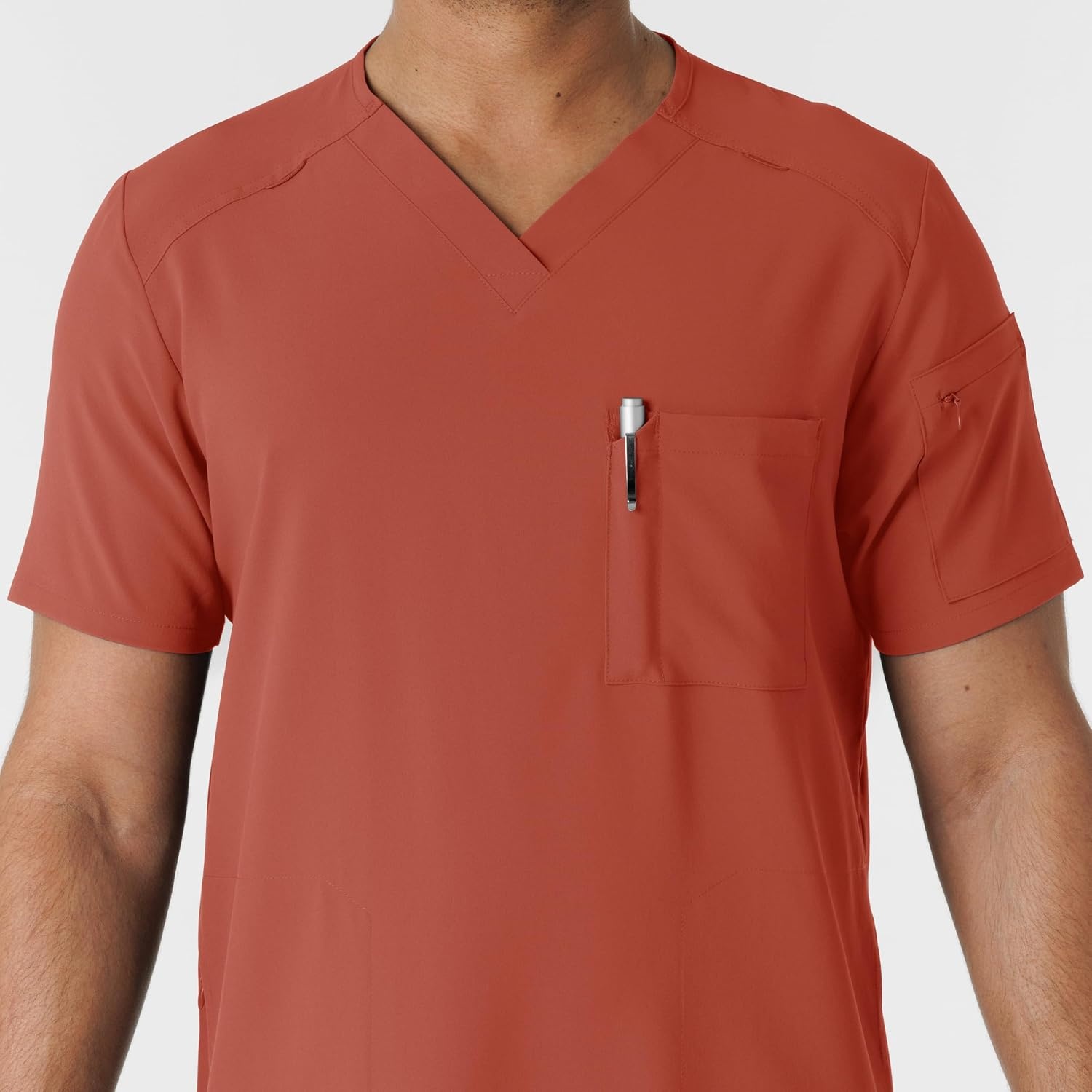 Wink Renew Men’s V-Neck 5 Pocket Scrub Top(Mineral Red)